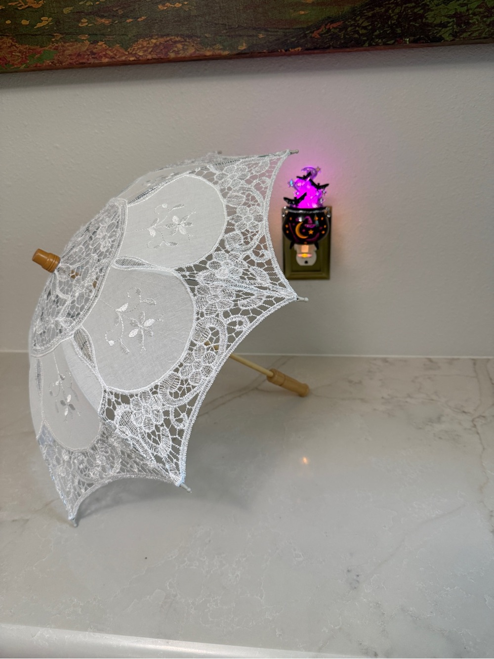 White Lace Decorative Parasol